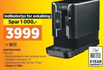 POWER KAFFEMASKIN MULINO tilbud