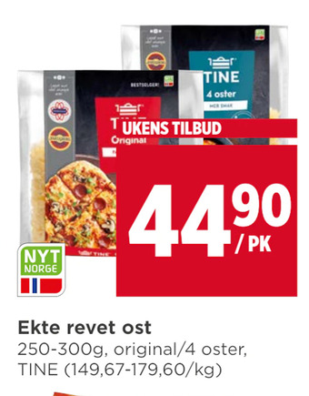 Meny Ekte revet ost tilbud
