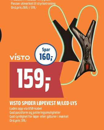Coop Obs Visto spider løpevest m/led-lys tilbud