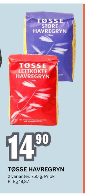 Coop Obs Tøsse havregryn tilbud