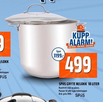 Coop Obs Spiis gryte m/lokk 18 liter tilbud
