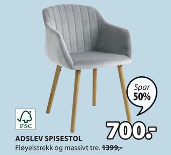 JYSK Adslev spisestol tilbud