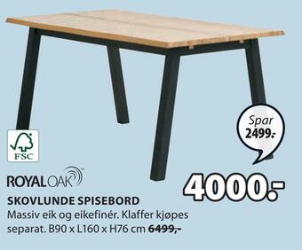 JYSK Skovlunde spisebord tilbud