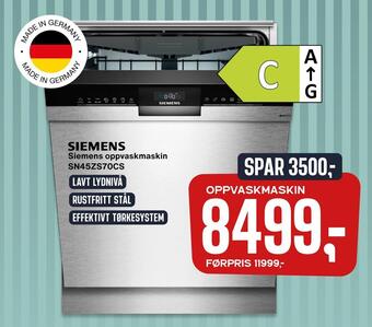 Skousen Siemens oppvaskmaskin sn45zs70cs tilbud