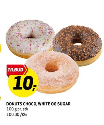 Bunnpris Donuts choco, white og sugar tilbud