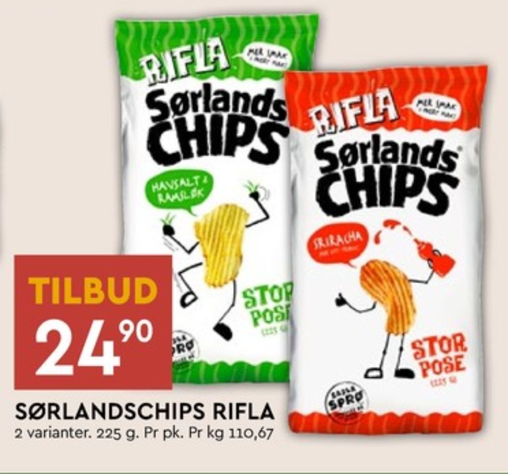 Coop Mega Sørlandschips chips tilbud
