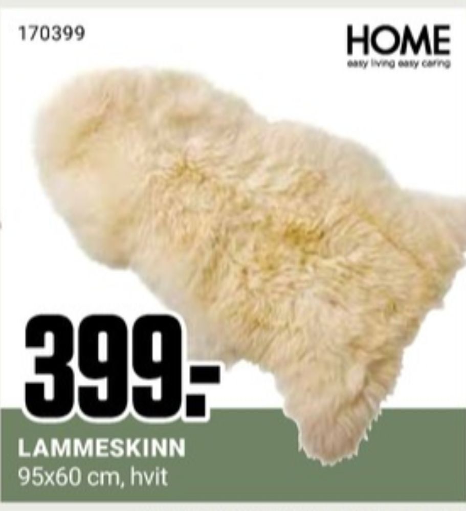 Europris Home lammeskinn tilbud