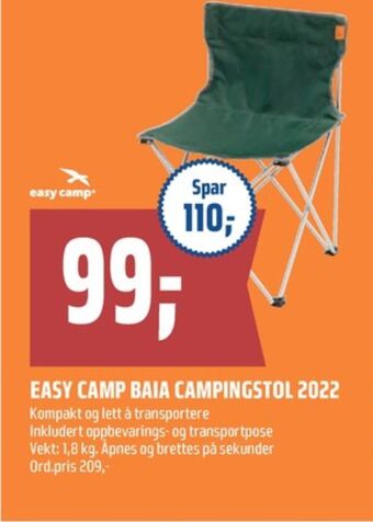 Coop Obs Easy camp campingstol tilbud