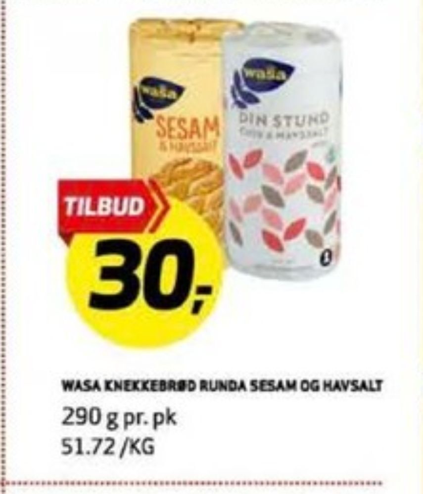 Bunnpris Wasa knekkebrød tilbud