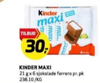 Bunnpris Maxi sjokoladebar tilbud
