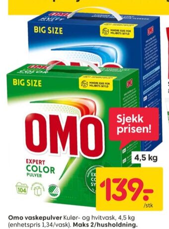 Rusta Omo vaskepulver tilbud