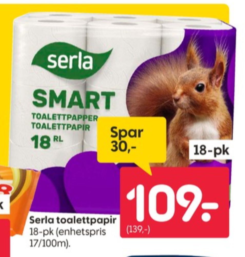 Rusta Serla toalettpapir tilbud
