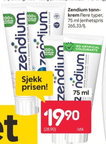 Rusta Zendium tannkrem tilbud