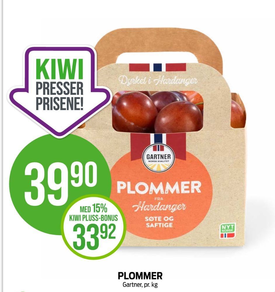 Kiwi Gartner plommer tilbud