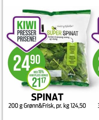 Kiwi Grønn og frisk spinat tilbud
