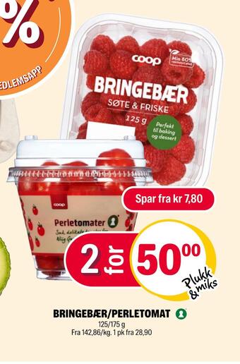 Coop Extra Bringebær/perletomat tilbud