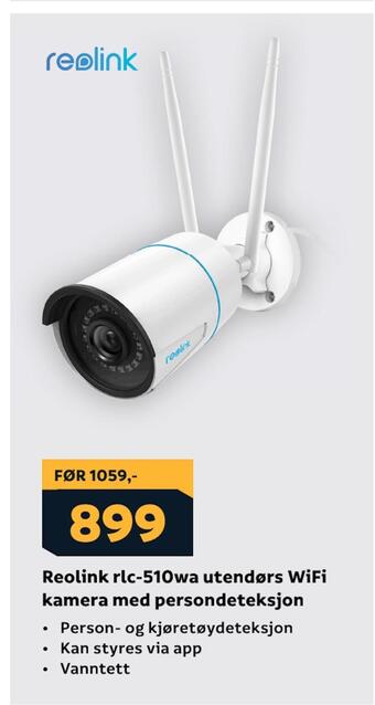 Megaflis Reolink rlc-510wa utendørs wifi kamera med persondeteksjon tilbud