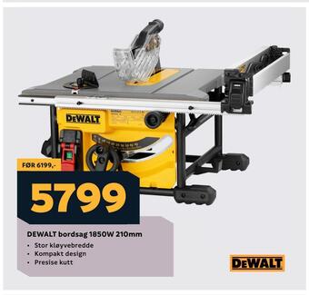 Megaflis Dewalt bordsag 1850w 210mm tilbud