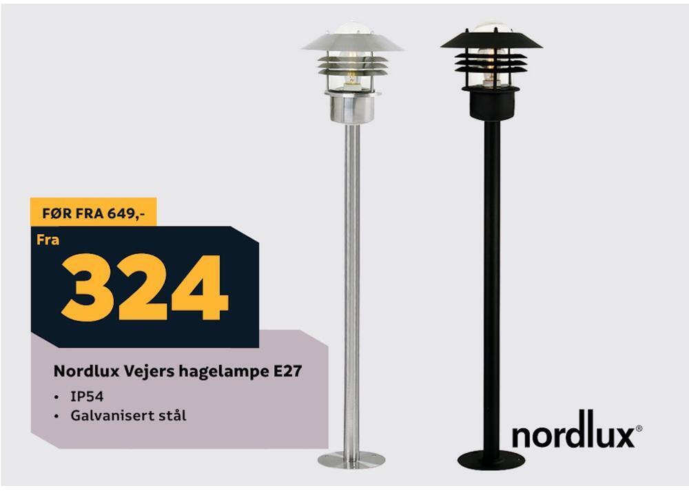 Megaflis Nordlux vejers hagelampe e27 tilbud