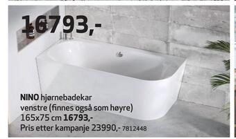 Flisekompaniet Nino hjørnebadekar tilbud