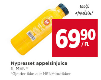 Meny Nypresset appelsinjuice tilbud
