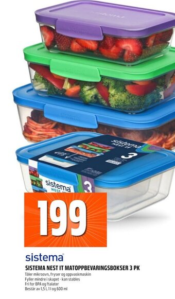 Coop Obs SISTEMA NEST IT MATOPPBEVARINGSBOKSER 3 PK tilbud