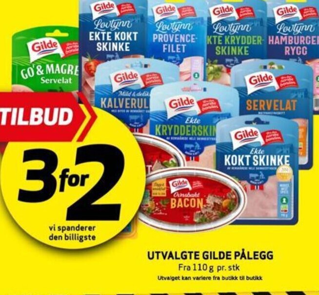 Bunnpris UTVALGTE GILDE PÅLEGG tilbud