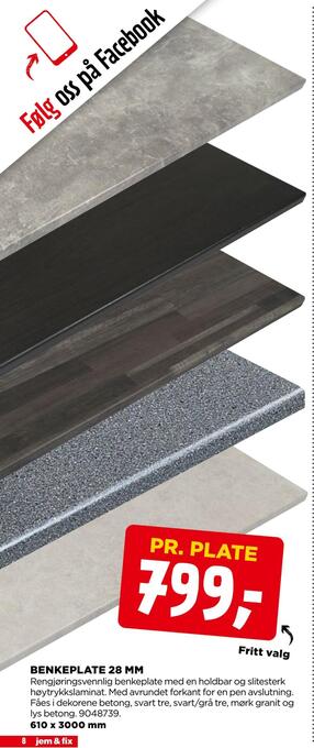 jem & fix Benkeplate 28 mm tilbud