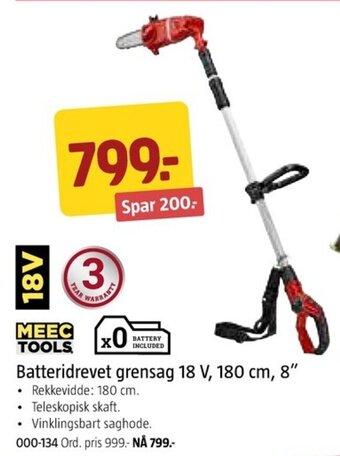 Jula Batteridrevet grensag 18 V, 180 cm, 8" tilbud