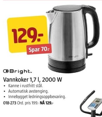 Jula Vannkoker 1,7 L, 2000 W tilbud