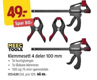 Jula MEEC TOOLS Klemmesett 4 deler 100 mm tilbud