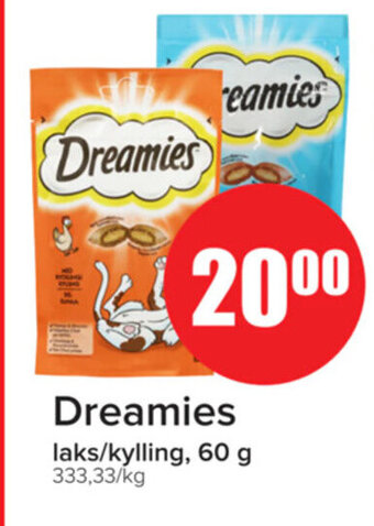 Spar Dreamies laks/kylling, 60 g tilbud