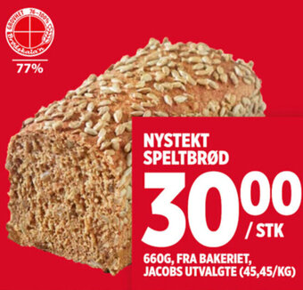 Meny NYSTEKT SPELTBRØD tilbud