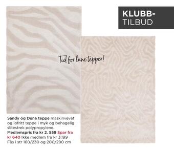 Møbelringen Sandy og dune teppe tilbud