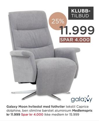 Møbelringen Galaxy moon hvilestol med fothviler tilbud