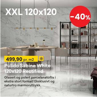 Right Price Tiles Pulido sabine white 120x120 rectified tilbud