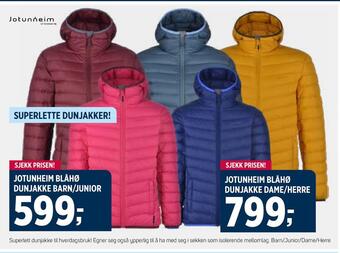 Sport 1 Jotunheim blåhø dunjakke dame/herre tilbud