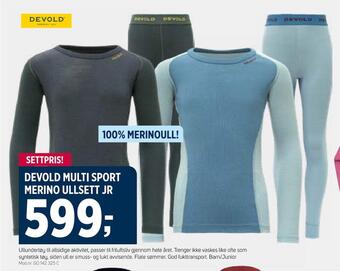 Sport 1 Devold multi sport merino ullsett jr tilbud