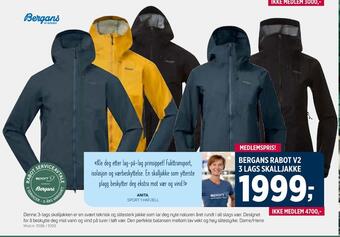 Sport 1 Bergans rabot v23 lags skalljakke tilbud