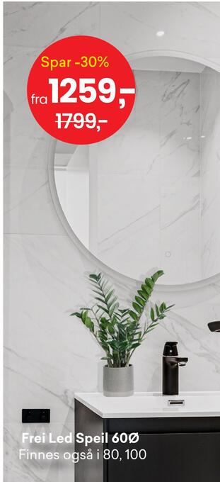 Right Price Tiles Frei led speil 60ø tilbud