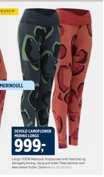 Sport 1 Devold camoflower merino longs tilbud