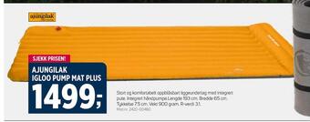 Sport 1 Ajungilak igloo pump mat plus tilbud