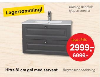 Right Price Tiles Hitra 81 cm grå med servant tilbud