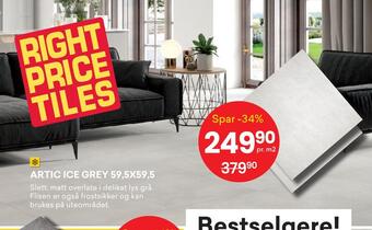 Right Price Tiles Artic ice grey 59,5x59,5 tilbud