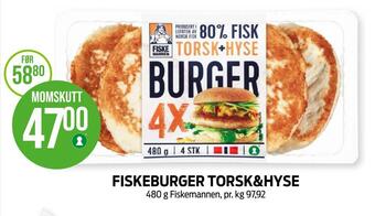 Kiwi Fiskeburger torsk&hyse tilbud