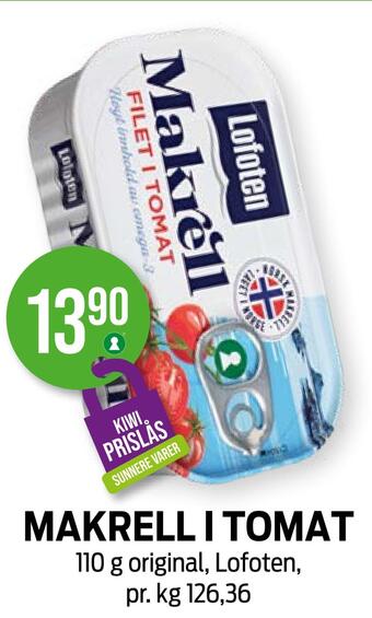 Kiwi Makrell i tomat tilbud