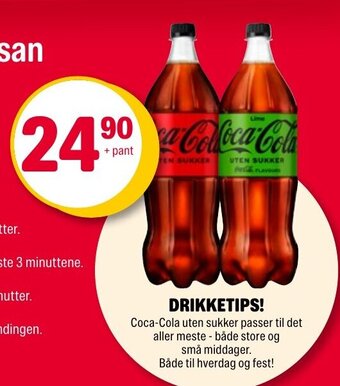 Coop Extra Coca-Cola uten sukker tilbud