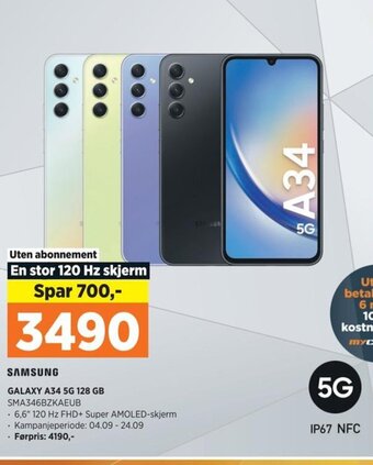 POWER SAMSUNG GALAXY A34 5G 128 GB SMA346BZKAEUB tilbud