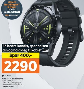 POWER HUAWEI WATCH GT 3-SMARTKLOKKE HUWGT3ACTBK tilbud