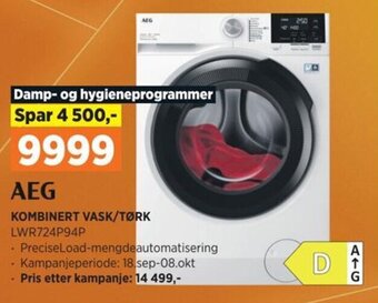 POWER AEG KOMBINERT VASK/TØRK LWR724P94P tilbud
